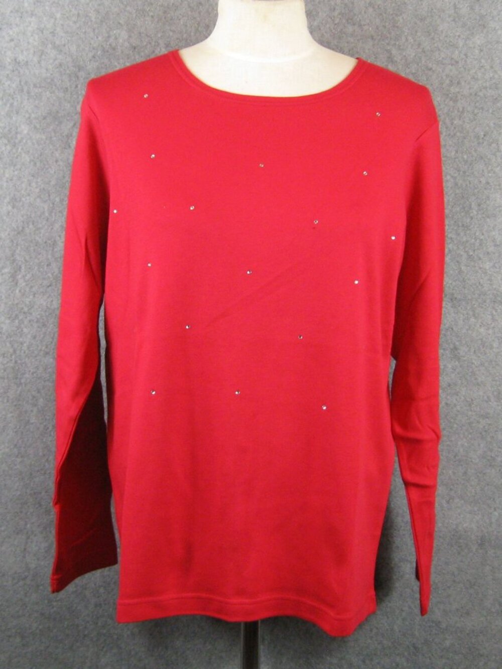 Quacker Factory Top Sz M Rhinestones Red